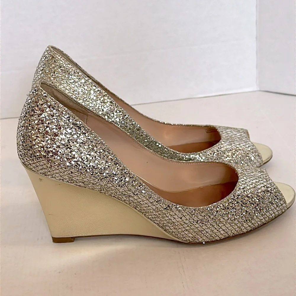 Badgley Mischka Awake Bridal Platino Glitter Pumps 8.5